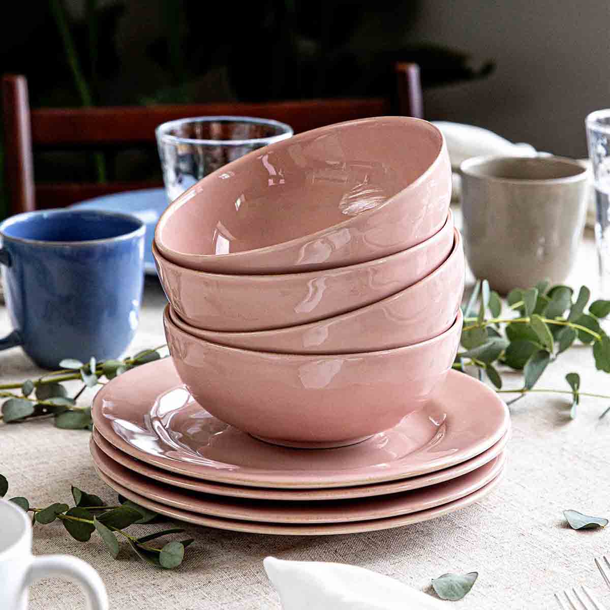 Table set with Juliska Puro Dinnerware in Blush. 