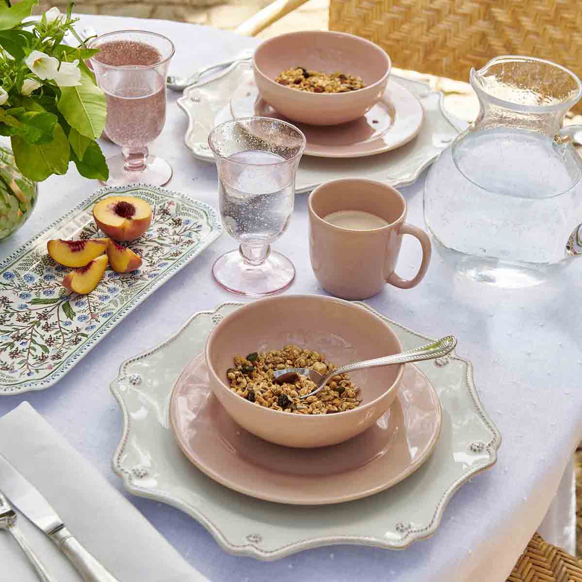 Table set with Juliska Puro Dinnerware in Blush. 
