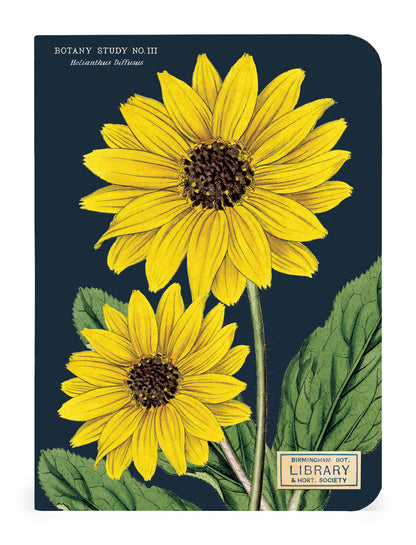 Three Botany 3 Mini Notebooks with vintage artwork of flowers on them by Cavallini Papers &amp; Co.