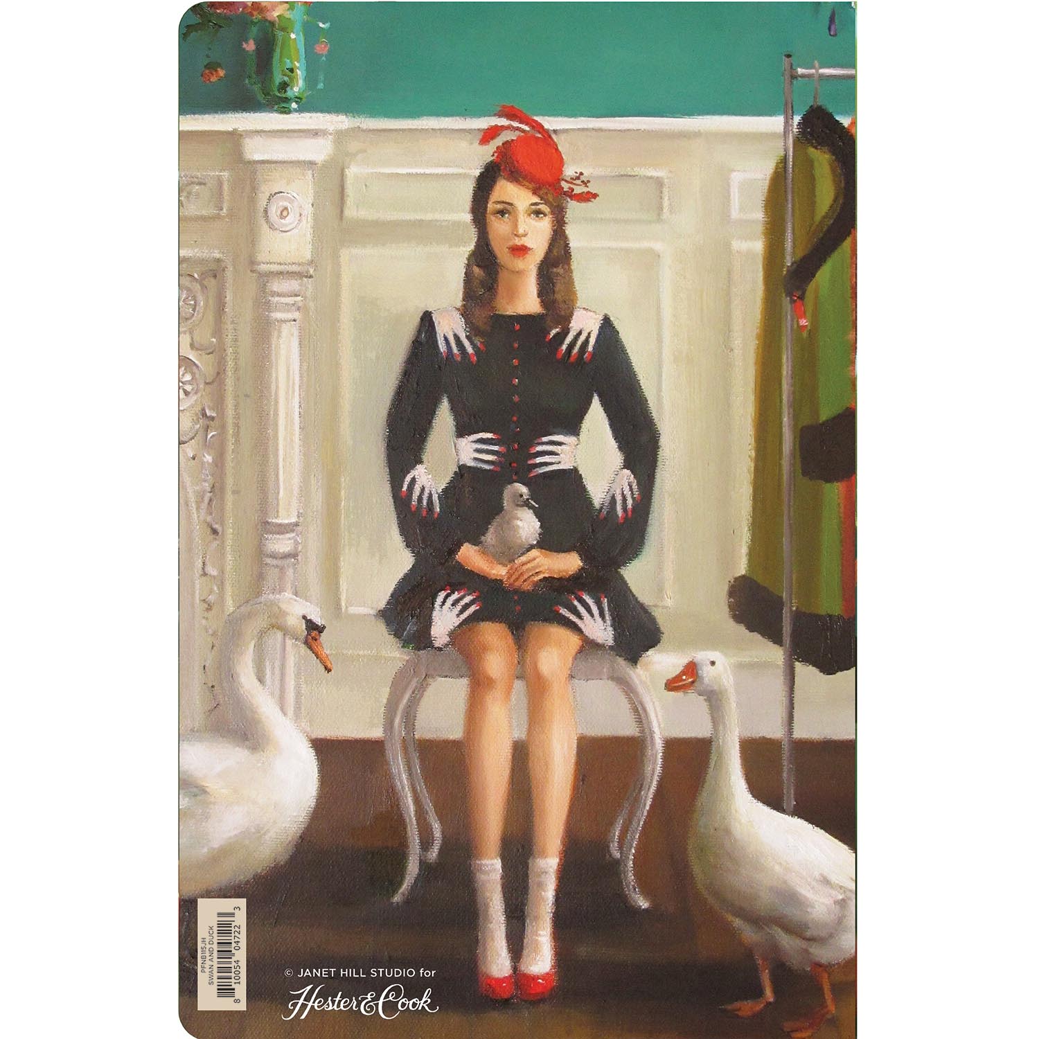 The back cover of the Swan and Duck Notebook features the same artwork by Janet Hill, reversed. 