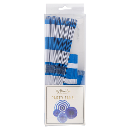 Blue &amp; White Party Fan Set
