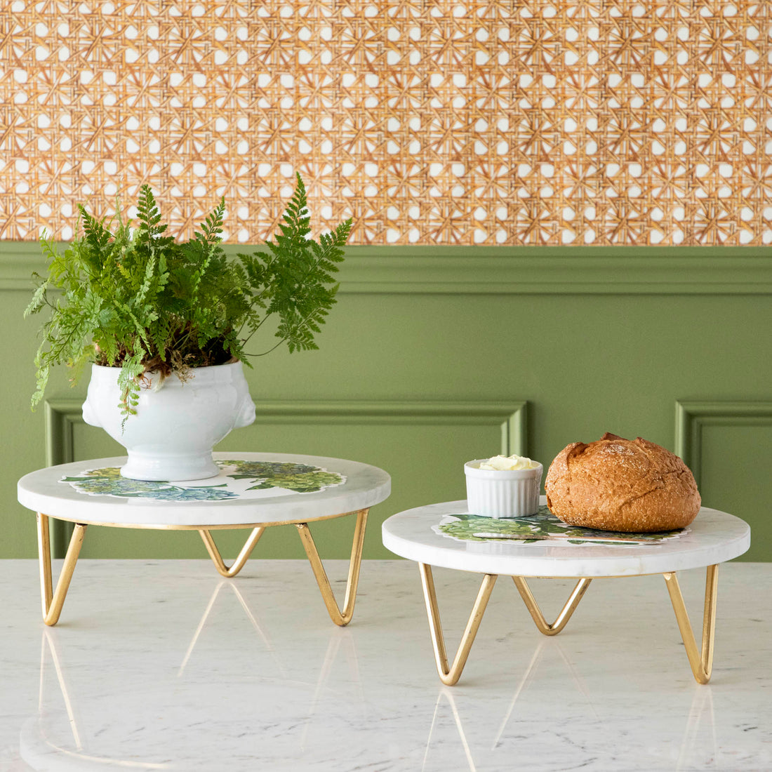 Macarons on a Bidk Home Marble &amp; Brass V-Base Trivet/Cake Plate.