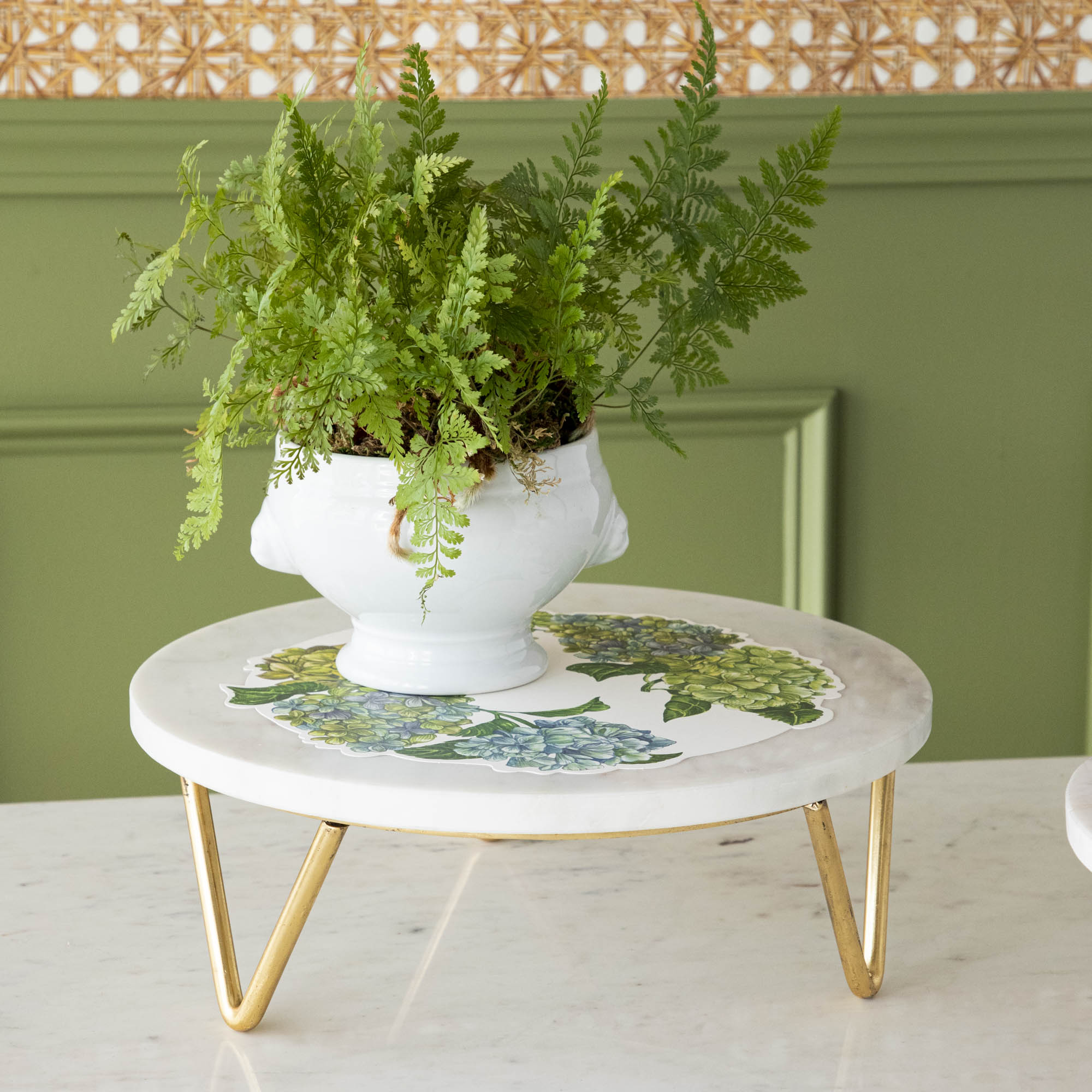 Macarons on a Bidk Home Marble &amp; Brass V-Base Trivet/Cake Plate.