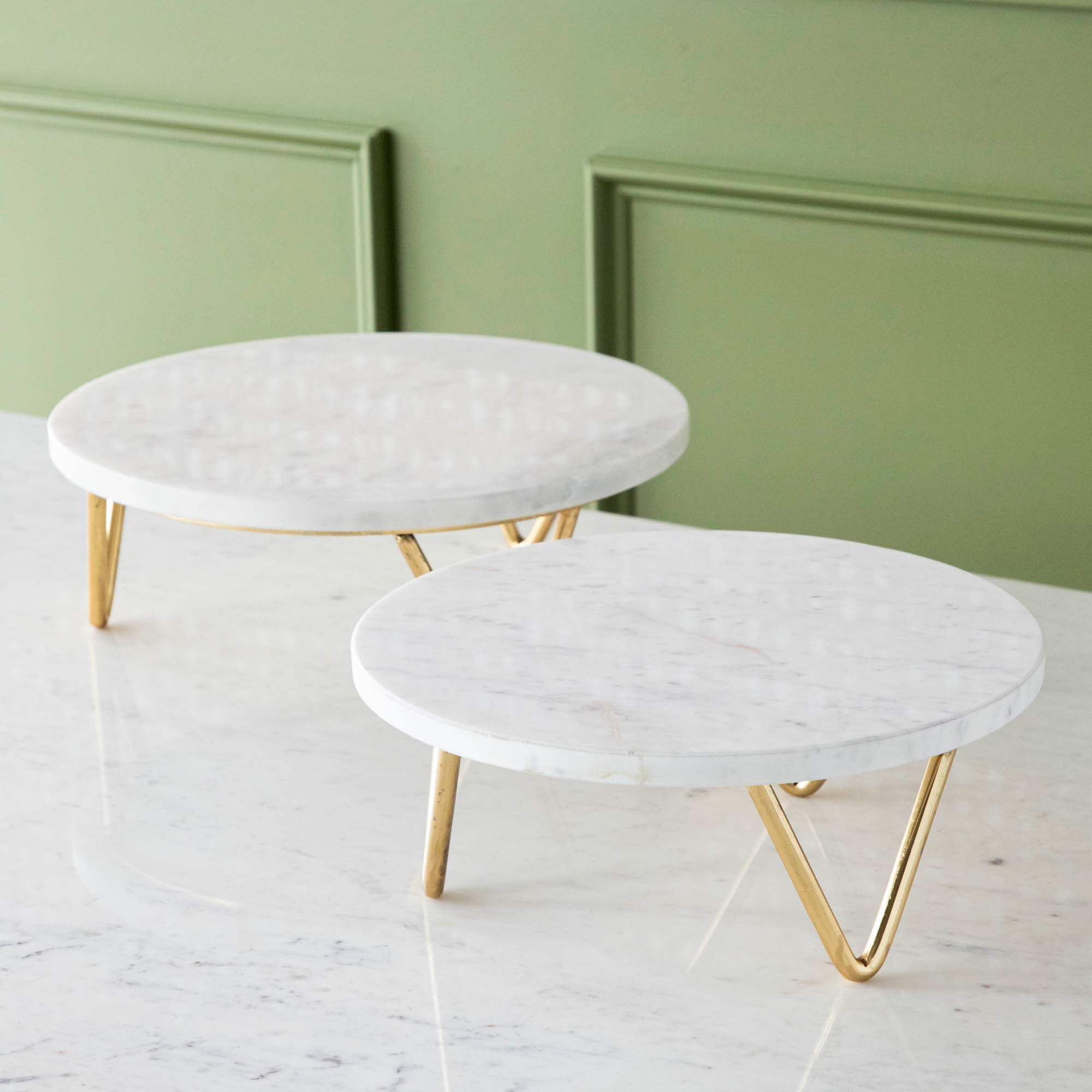 Macarons on a Bidk Home Marble &amp; Brass V-Base Trivet/Cake Plate.