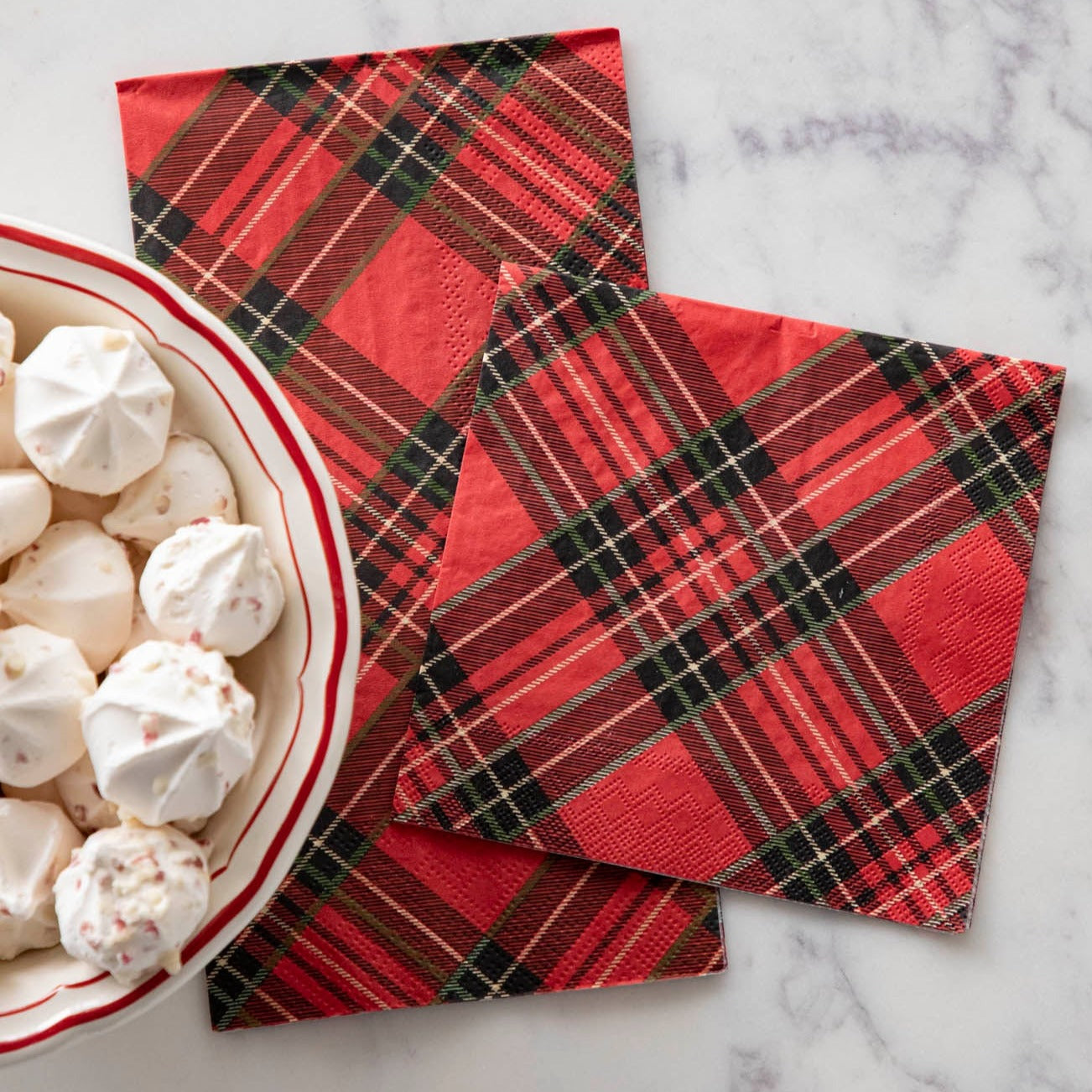 Red Plaid Cocktail Napkins