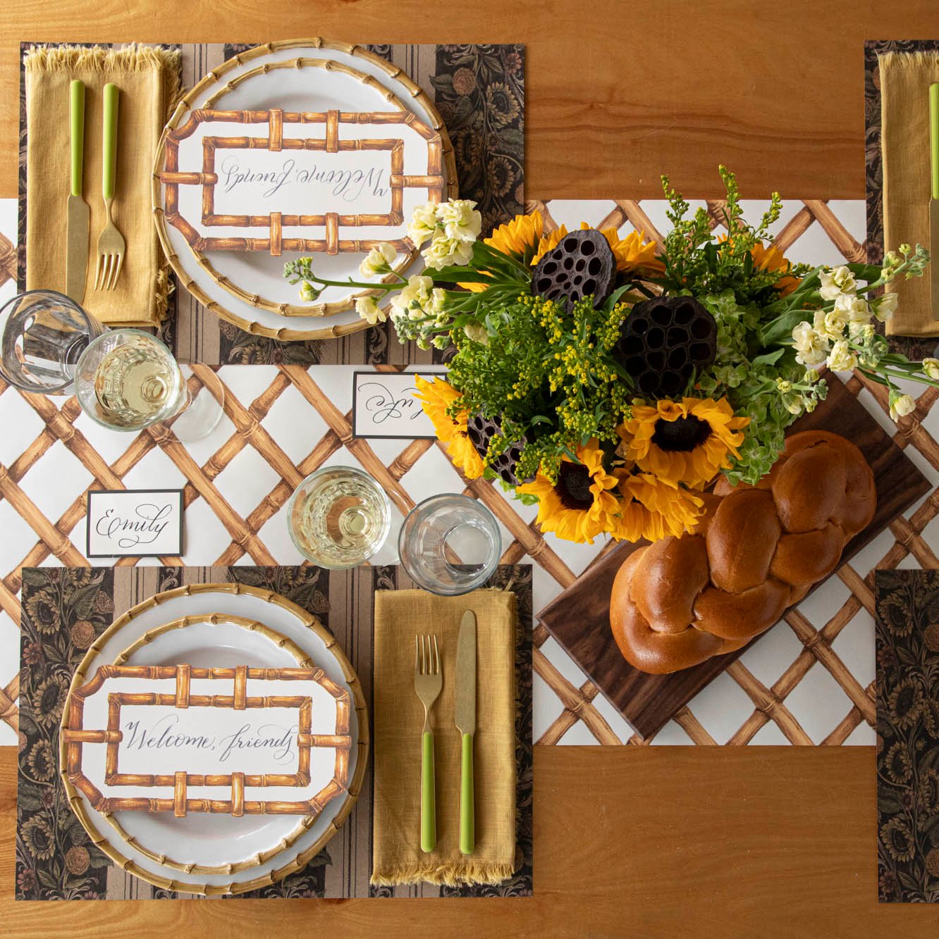 Vintage Sunflower Stripe Placemat