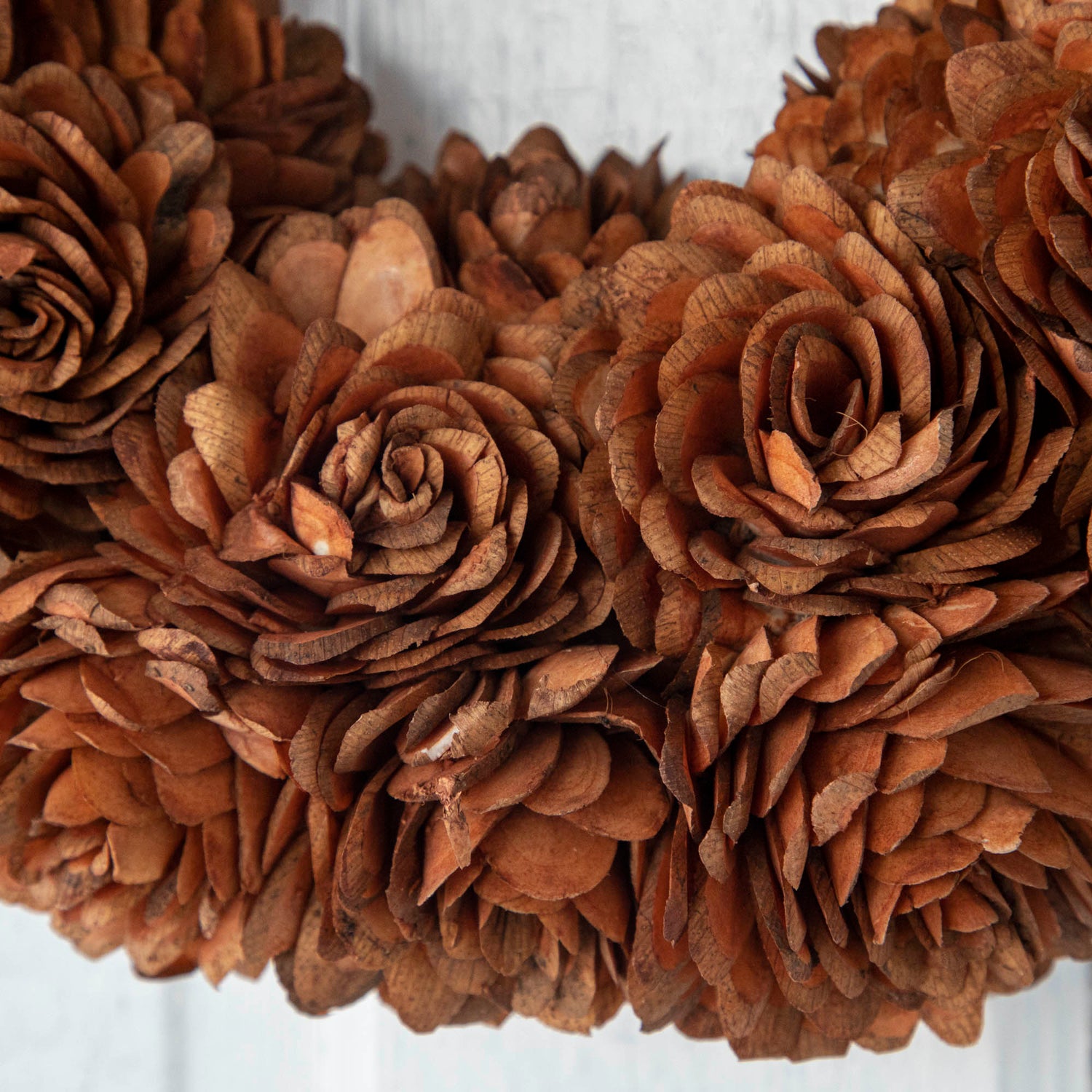Close up of Sunset Shola Almond Flower Wreath