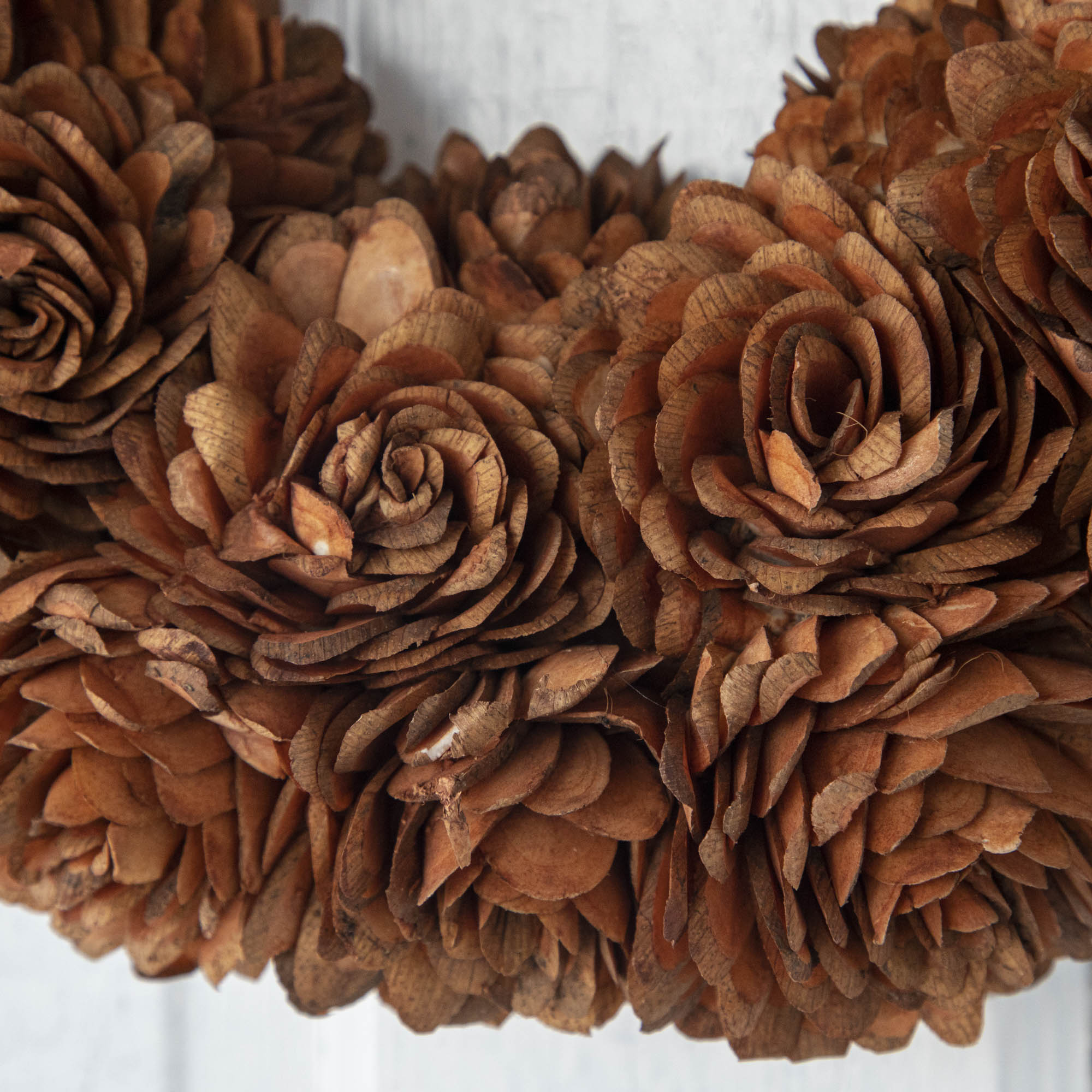 Close up of Sunset Shola Almond Flower Wreath