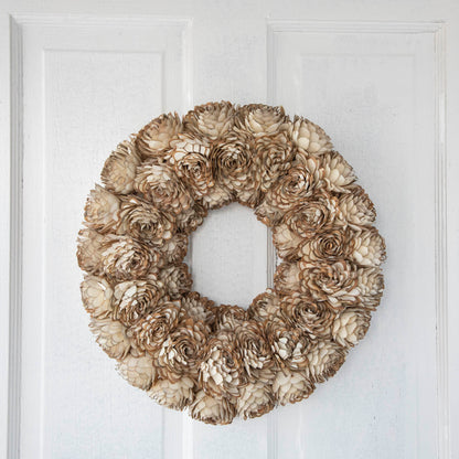 White Shola Almond Flower Wreath on door