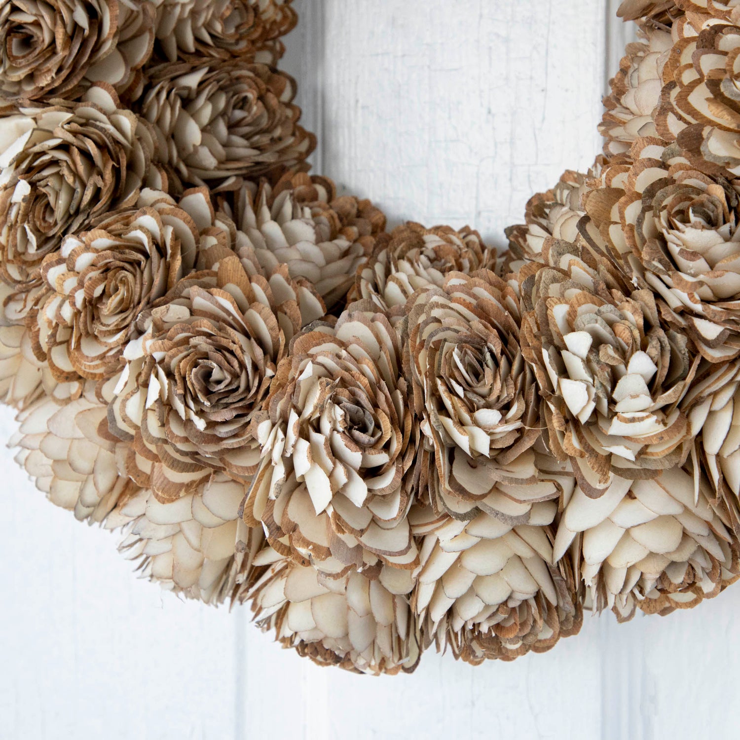 Close up of White Shola Almond Flower Wreath