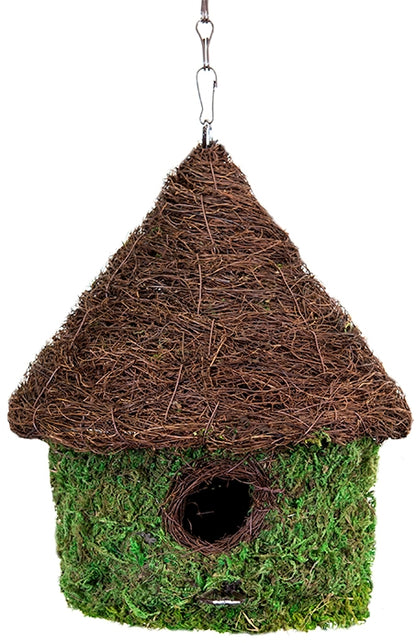 Bungalow Bird House made with moss. 