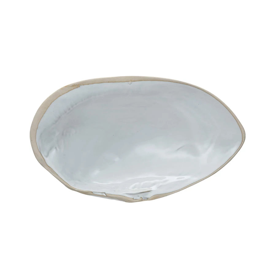 White reflective large shell dish. 