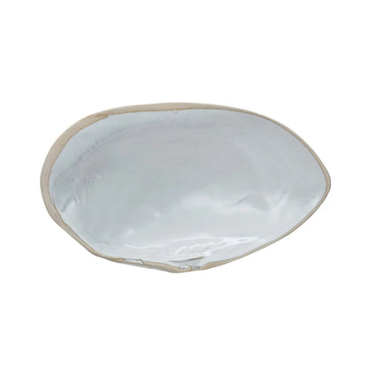White reflective large shell dish. 