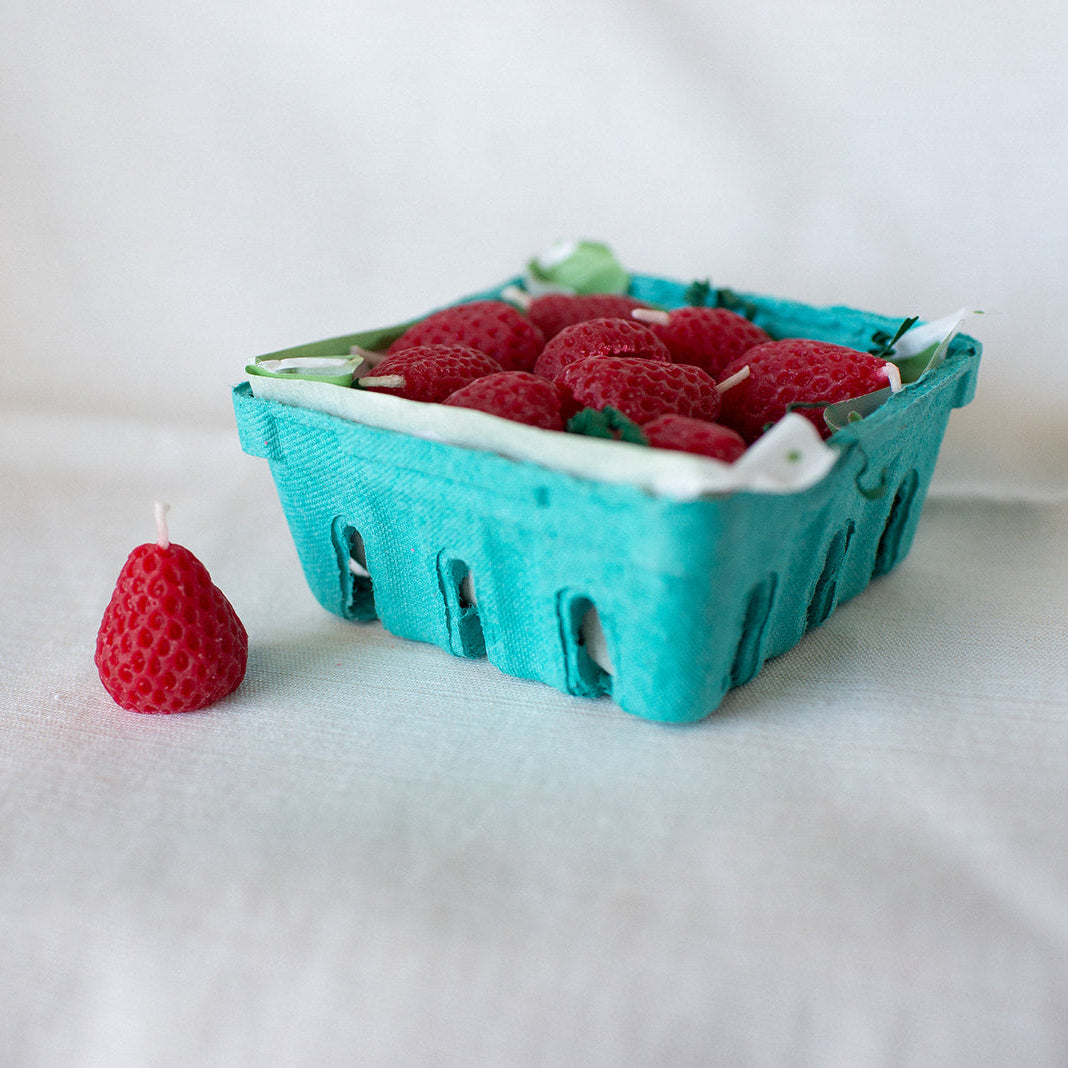 Strawberry Beeswax Birthday Candles