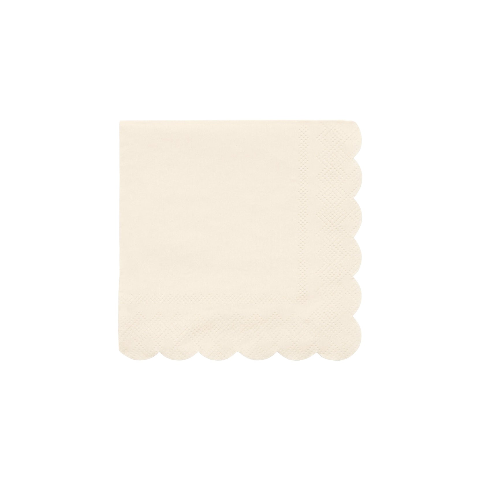A single Cream Eco Napkin by Meri Meri with scalloped edges against a plain background.