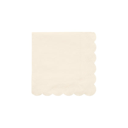 A single Cream Eco Napkin by Meri Meri with scalloped edges against a plain background.