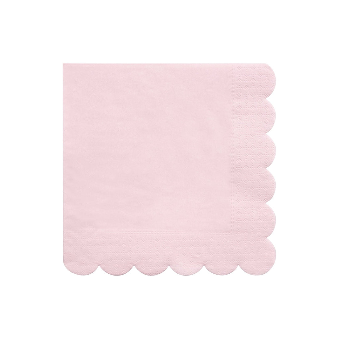 A Candy Pink Paper Napkin with a scallop edge on a white background by Meri Meri.