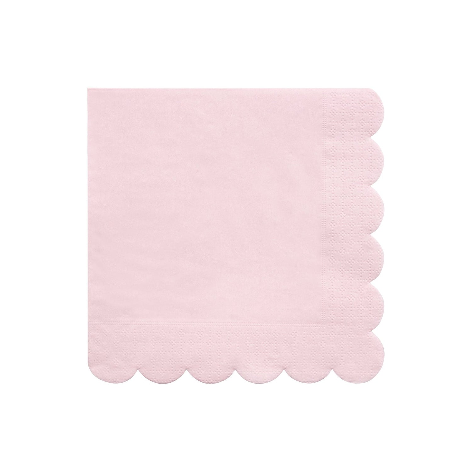 A Candy Pink Paper Napkin with a scallop edge on a white background by Meri Meri.