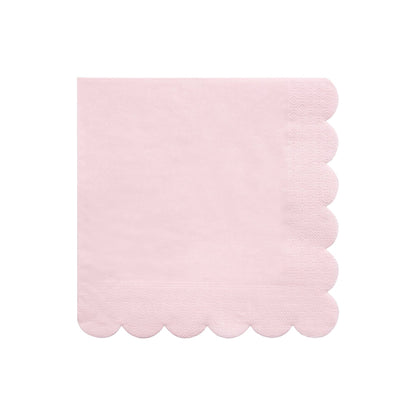 A Candy Pink Paper Napkin with a scallop edge on a white background by Meri Meri.