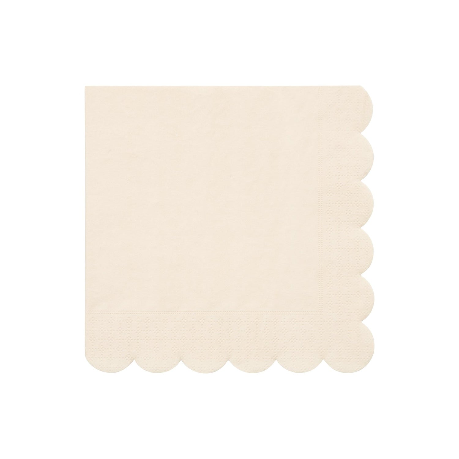 A single Cream Eco Napkin by Meri Meri with scalloped edges against a plain background.