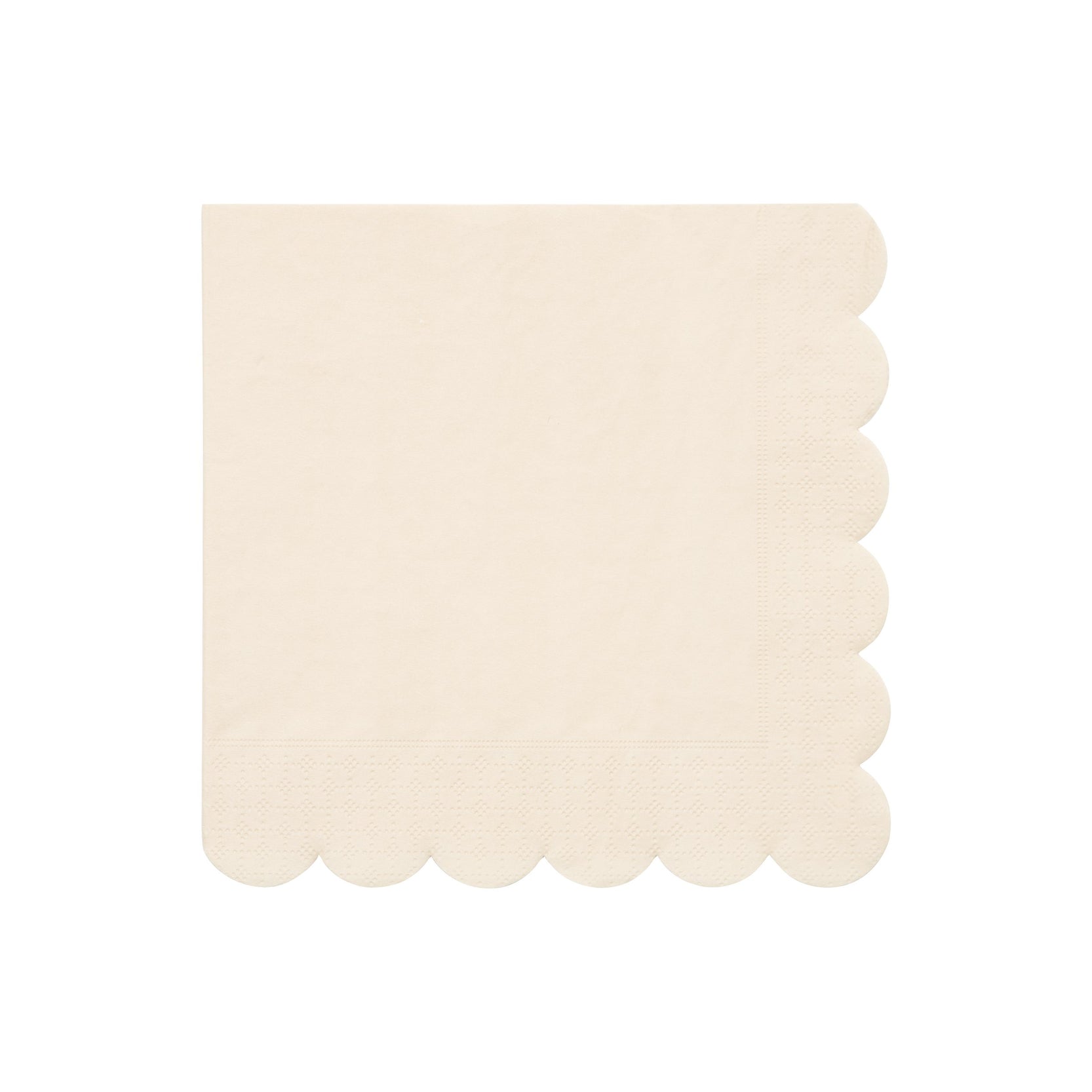 A single Cream Eco Napkin by Meri Meri with scalloped edges against a plain background.