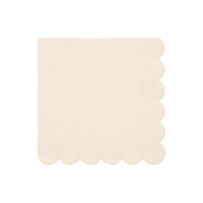 A single Cream Eco Napkin by Meri Meri with scalloped edges against a plain background.