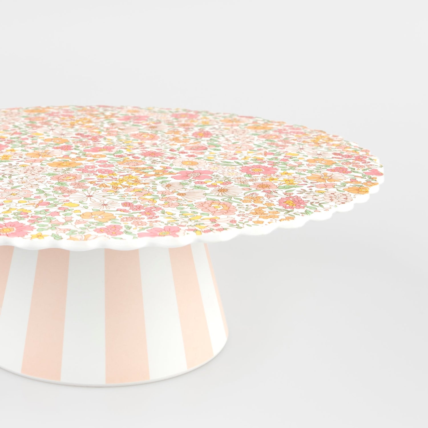 Close up of Meri Meri x Liberty Reusable Cake Stand. 
