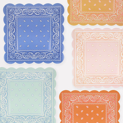 Western Bandana Square Plates in 5 different colors.