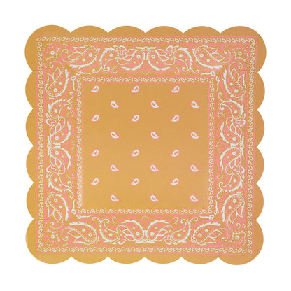 Western Bandana Square Plate in yellow ochre. 