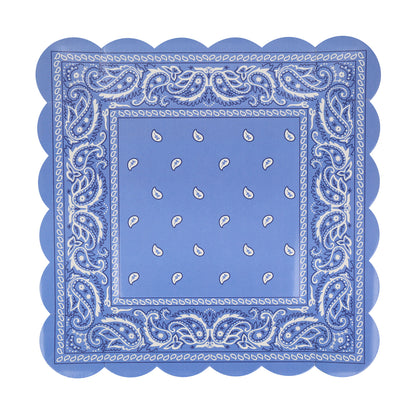 Western Bandana Square Plate in blue.