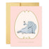 Stop and smell the pinot greeting card by Good juju featuring artwork depicting an elephant holding a glass of wine. 
