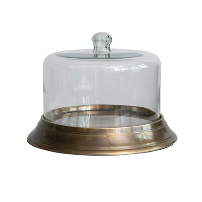 Antique Brass Round Glass Cloche