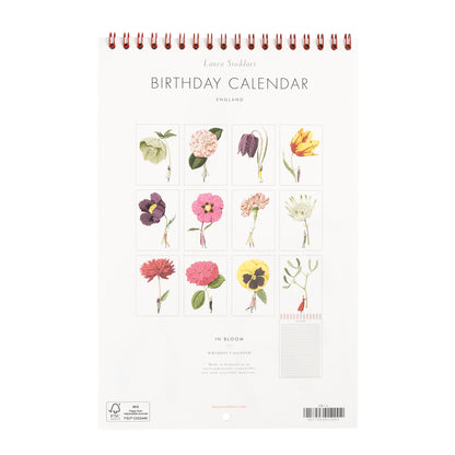 The back side of the Birthday Calendar features a grid of all 12 illustration featured inside. 