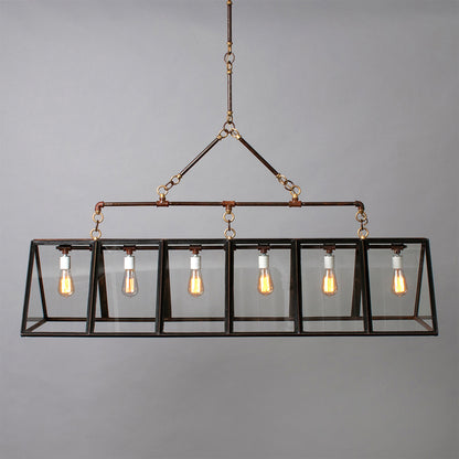 An industrial-style chandelier with five exposed vintage Edison bulbs by Hester &amp; Cook&