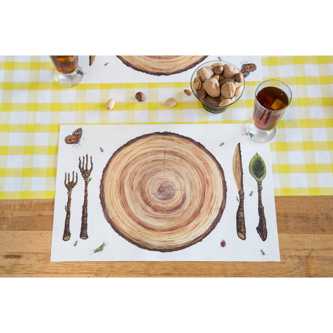 The Picnic Setting Placemat in a charming table setting, from above.