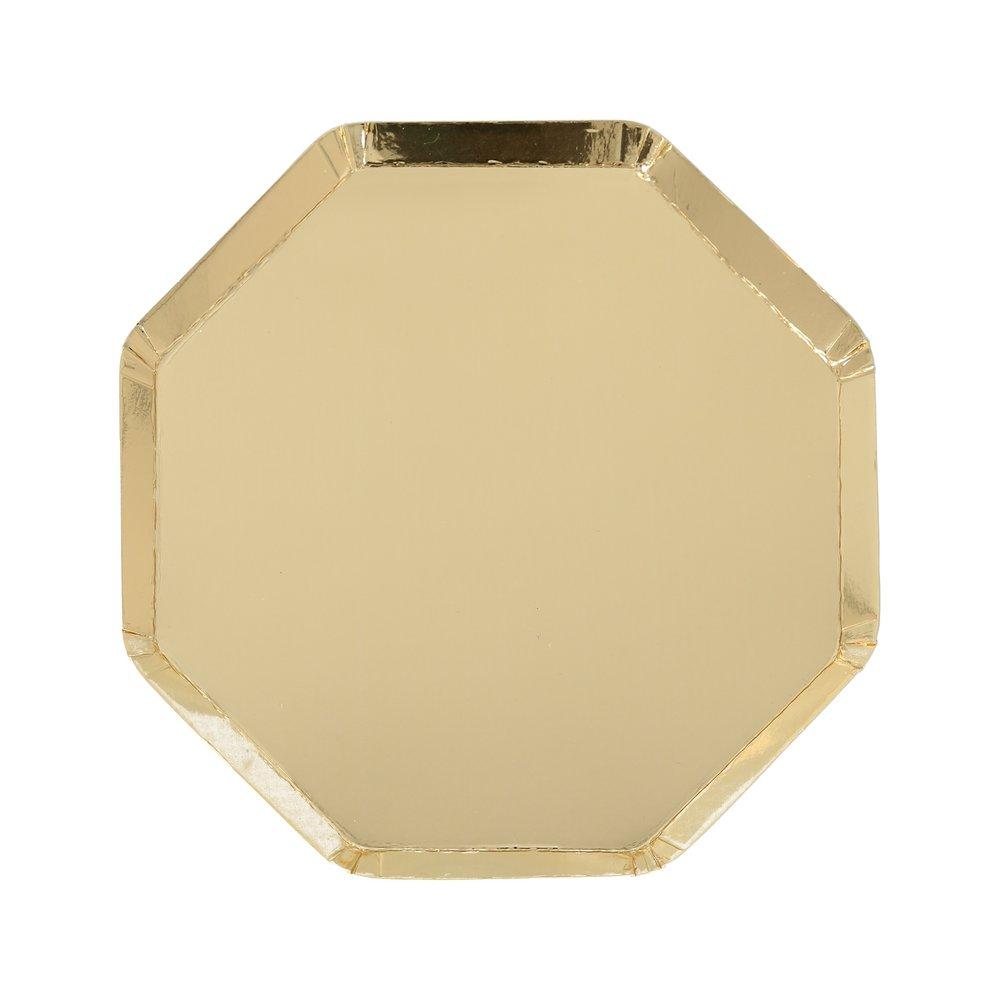 A high-quality Meri Meri Gold Octagonal Plate on a white background.