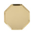 A high-quality Meri Meri Gold Octagonal Lunch Plate on a white background.