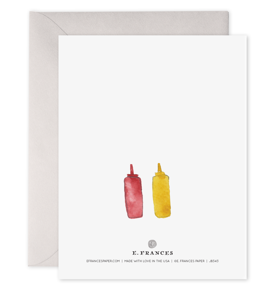 A Nice Buns Greeting Card with an illustration of hot dogs in buns by E. Frances.