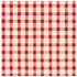 A square cocktail napkin featuring painted gingham grid check pattern made of light red lines intersecting at red squares, on a white background.