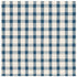 A square cocktail napkin featuring painted gingham grid check pattern made of light blue lines intersecting at blue squares, on a white background.