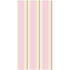 A rectangle guest napkin featuring vertical pink and white stripes, with a gold line running down the center of each white stripe.