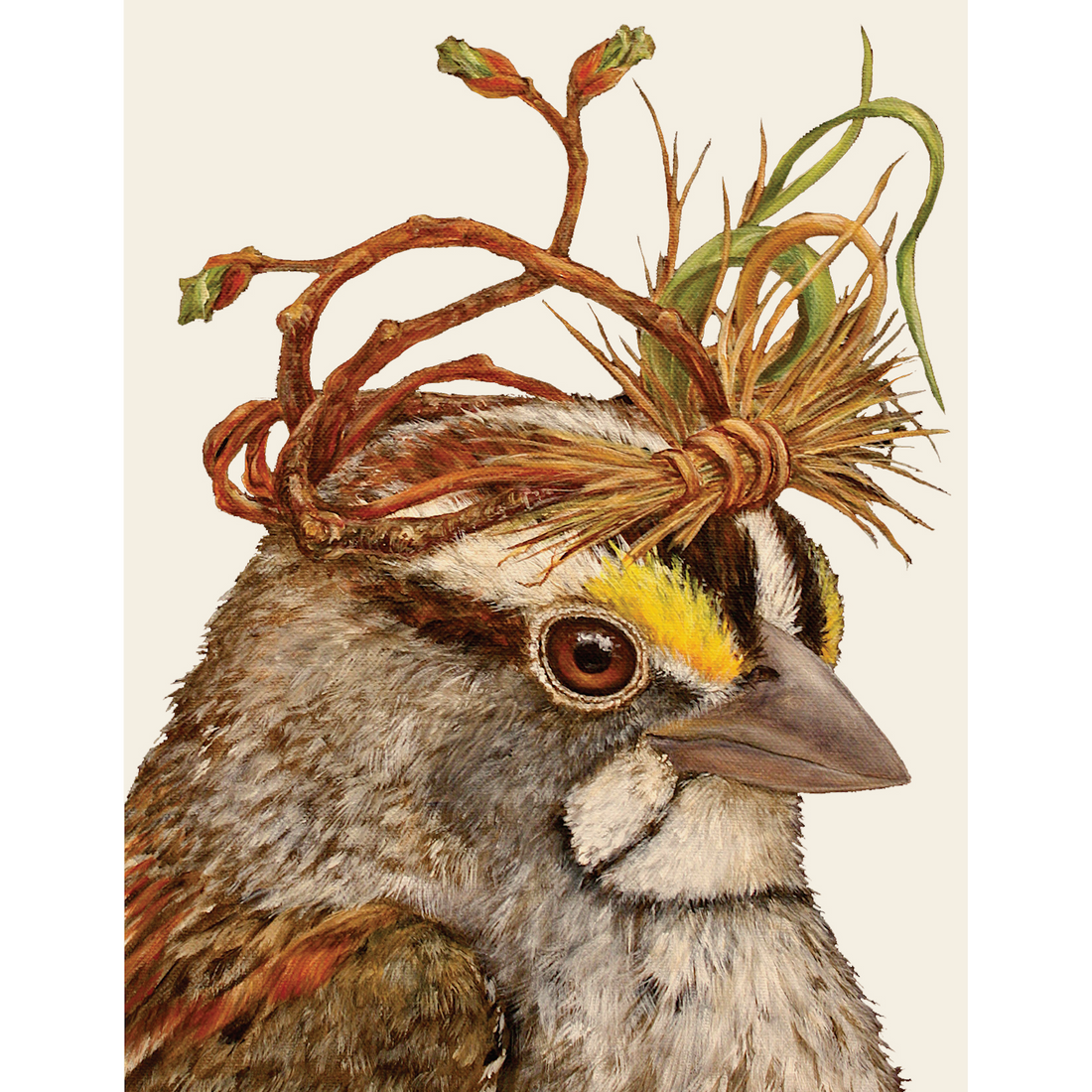 A greeting card featuring a charming illustration of a songbird&