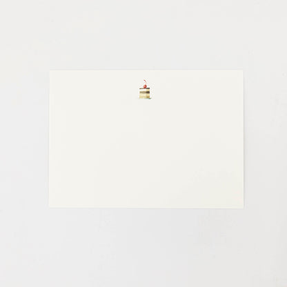 The back of the Cakes Flat Notes card is white with a small illustrated cake slice at the top. 