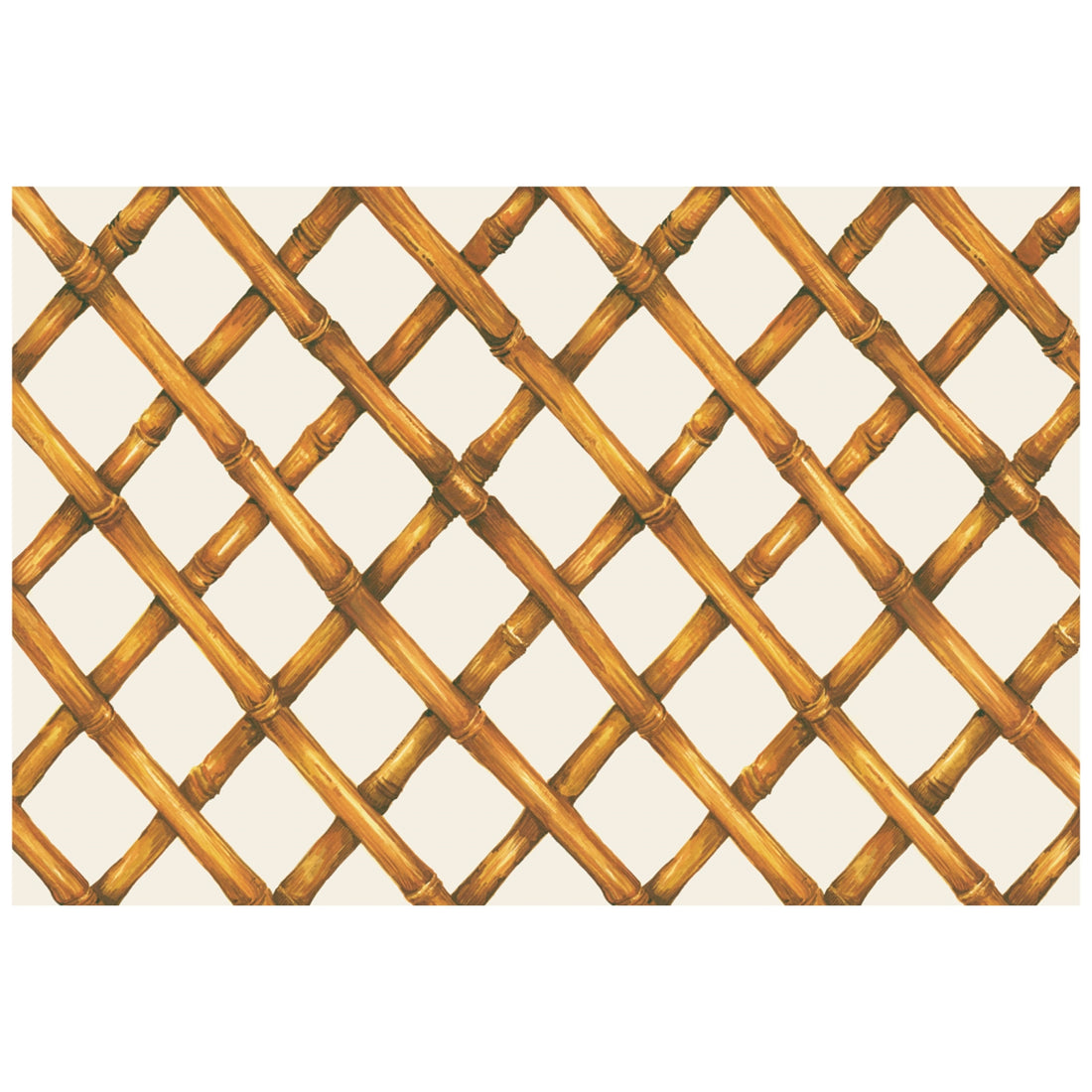 A diagonal woven bamboo pattern in tan on a white background.