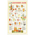 Vintage-style tea towel illustrating alcoholic beverage recipes from "the standard bartender&