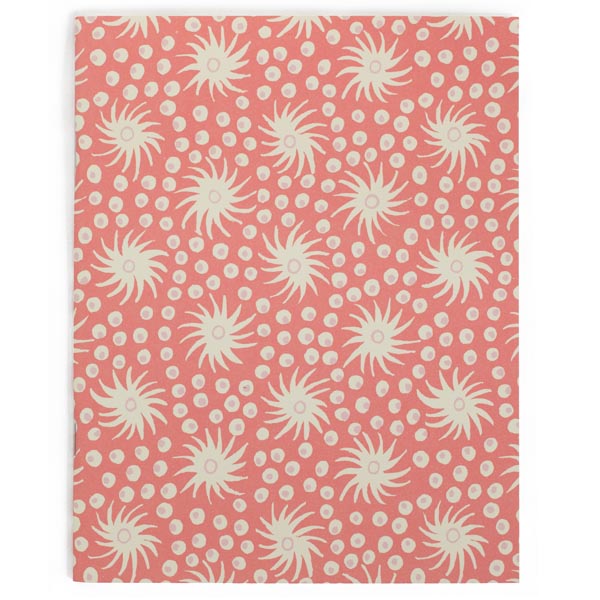 Five colorful Cambridge Imprint Blank Notebooks with patterned covers and three pencils on a marble surface.