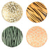 A set of four Safari Animal Print Plates by Meri Meri with a zebra animal print and gold foil detail on them.