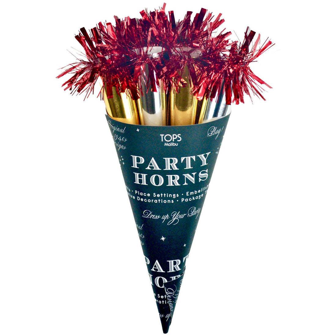 Hot Cha Cha! Gold &amp; Red Party Horns