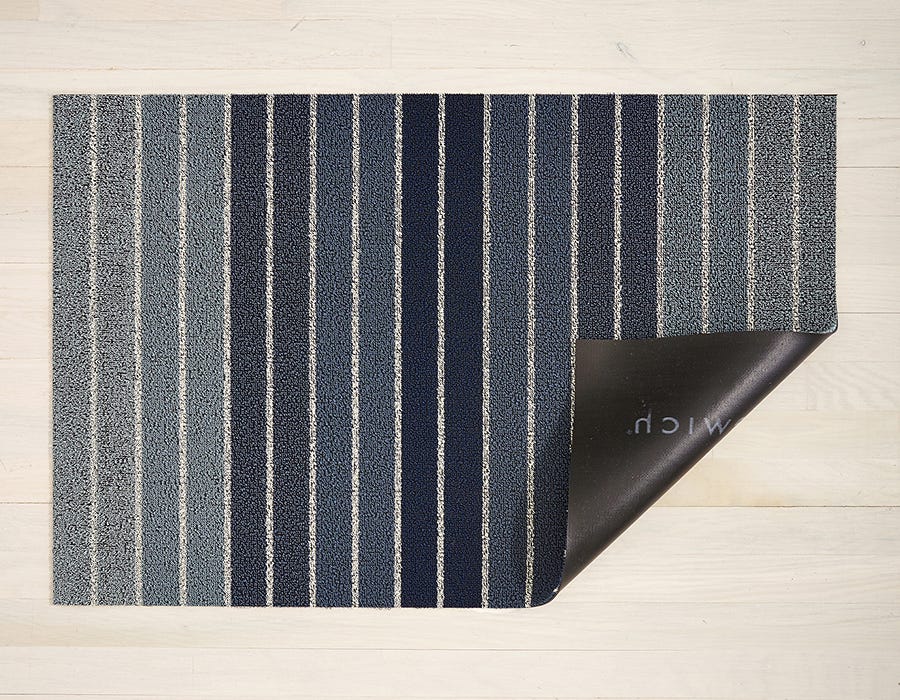 Block Stripe Shag Utility Mat, Denim